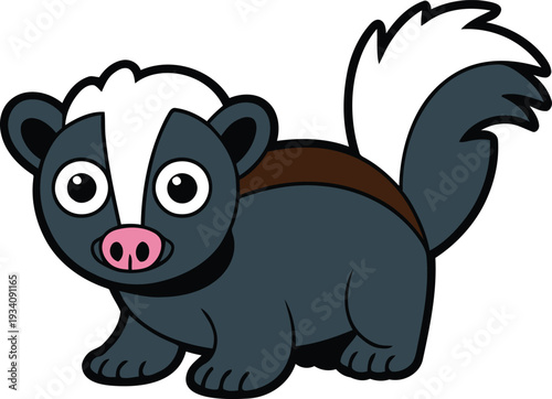 Cartoon depiction striped skunk facing forward
