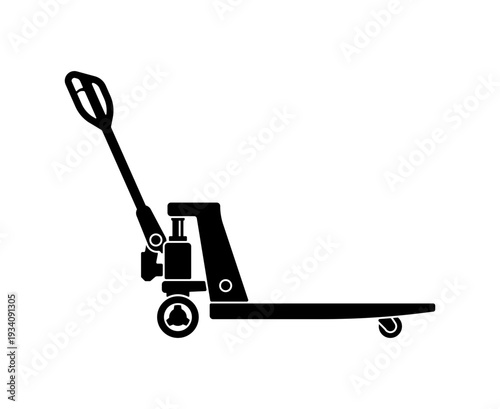 Black hydraulic hand pallet jack silhouette, without background