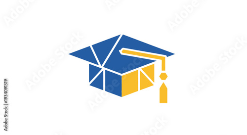 Abstract Geometric Graduation Cap Icon Design for Educational and Academic Projects