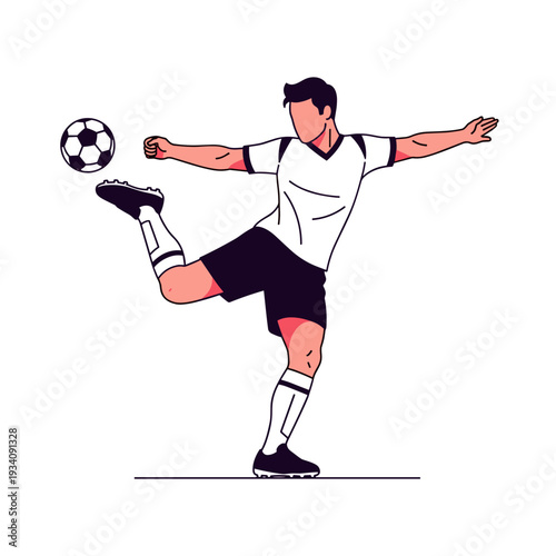 Man Kicking Soccer Ball in Action.