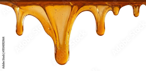 organic honey dripping on a white background