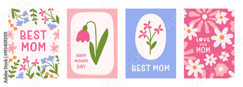 Floral set of cute hand drawn flowers. Botanical simple shapes design. Trendy design for cards, print, kitchen, branding, decoration
