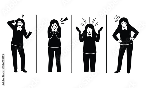 Woman Expressions of Confusion, Stress, Sadness, and Frustration