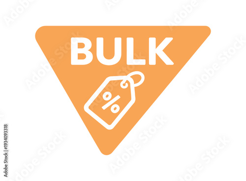 Flat vector corner callout sticker orange triangular corner label BULK simple white percent tag pictogram