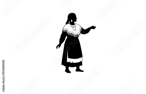 Sacagawea Native American Guide Silhouette, US History Exploration Vector Sticker, Lewis and Clark Expedition Heroine Icon