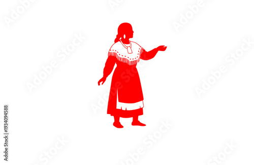 Sacagawea Native American Guide Silhouette, US History Exploration Vector Sticker, Lewis and Clark Expedition Heroine Icon