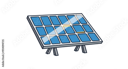 Cartoon-style illustration of a solar panel generating clean sustainable energy in a modern way