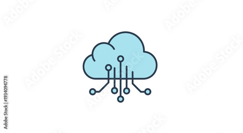 Cloud Computing Icon Representing Digital Data Storage and Network Connections