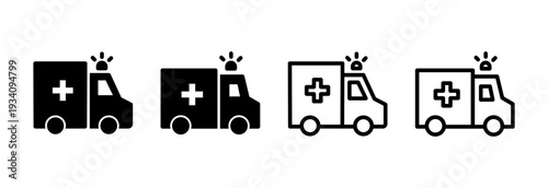 Ambulance icon vector illustration. ambulance truck sign and symbol. ambulance car