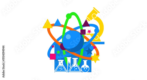 Colorful illustration of scientific concepts, perfect for educational or creative projects