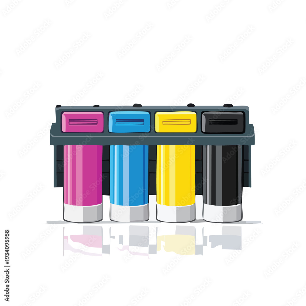Fototapeta premium Ink cartridge array with cyan magenta yellow and black