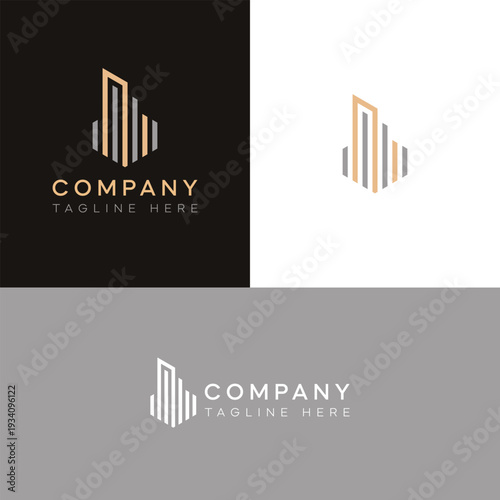 Modern Real Estate Building Logo, Construction Working Industry concept Icon. Property, residential contractor and General Contractor Company logo