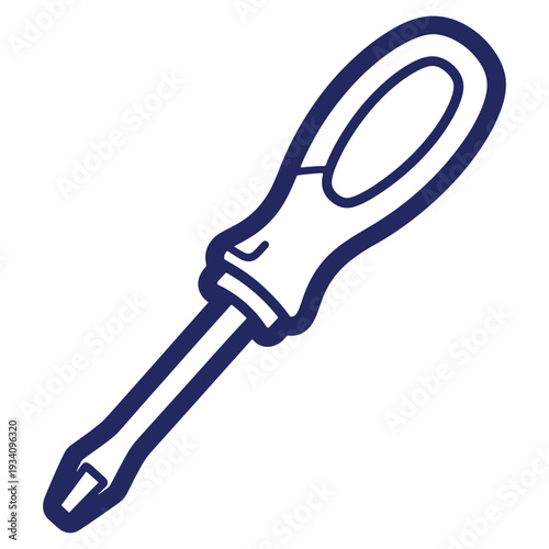 Flathead Screwdriver Illustration for Home Improvement and Repair Projects with a Clean White Background and Bold Blue Outline