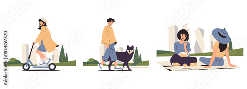 Urban Activities Vector Illustration of Daily Life