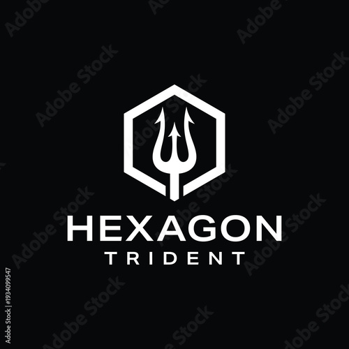 Hexagon trident logo design inspiration