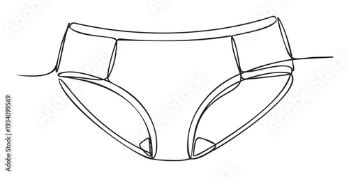 Minimalist continuous line drawing of comfortable womens underwear perfect for feminine apparel graphics, lingerie product displays, or modern fashion advertisement materials.