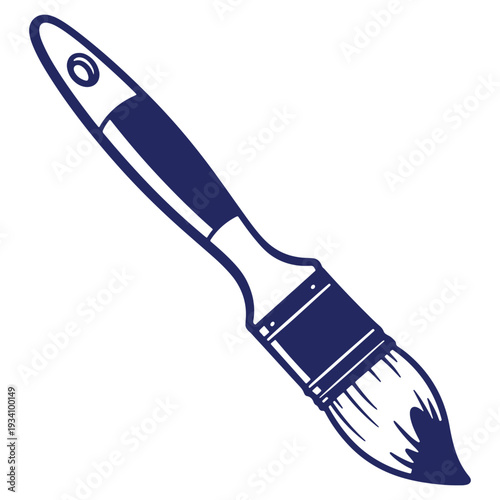 Isolated blue paintbrush on a white background ready for art project and creative design or painting illustration for decoration