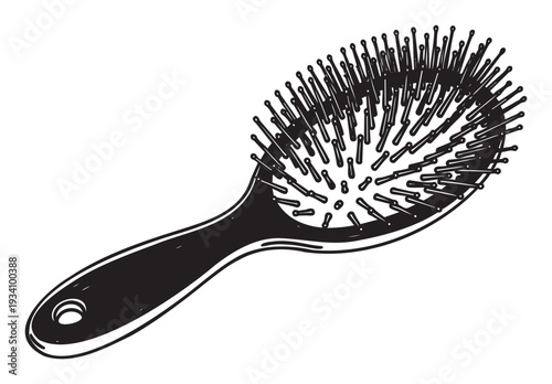 A classic black and white hairbrush essential for daily grooming and styling routines in a salon or personal care setting