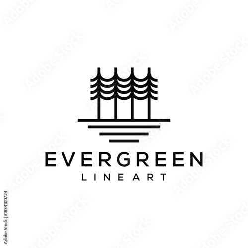 pine evergreen tree conniver cedar lake forest logo design inspiration	