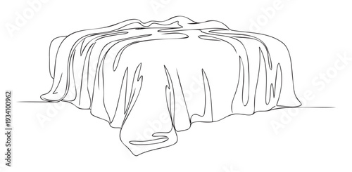 A continuous line drawing of a flowing fabric draped over an unseen object, creating dynamic folds and curves, suitable for abstract visual media and modern brand presentations