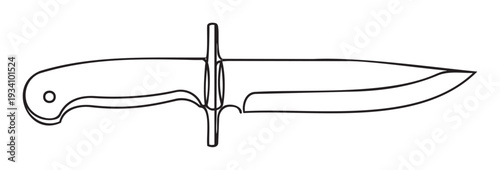 Simple graphic outline of a fixed blade hunting knife with a sharp point and comfortable handle, perfect for military symbols, outdoor adventure graphics, or self defense visual concepts.