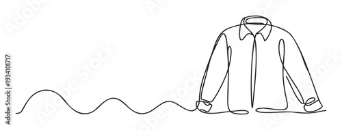 Minimalist continuous line drawing of a casual shirt perfect for apparel store branding, clothing business promotions, and textile company marketing materials.