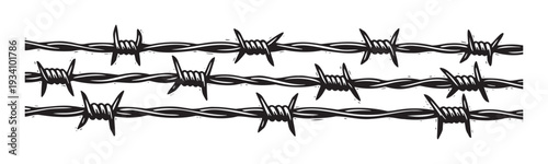 Strong black barbed wire lines creating a stark and gritty boundary, perfect for conveying themes of restriction, security, danger, or resistance in various graphic design projects