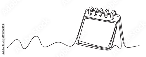 Monoline calendar graphic with a flowing wavy line representing a continuous flow of time perfect for business schedule templates, event reminders, or daily planning applications