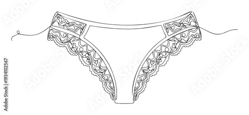 Elegant single line drawing of delicate womens lace underwear perfect for fashion blogs lingerie advertisements and intimate apparel design resources