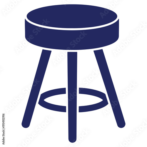 Modern Blue Stool Icon Design for Furniture Store and Interior Decoration with Minimalist Style Three Legs and Foot Rest