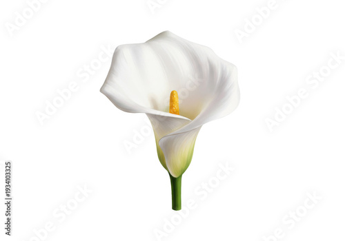 Elegant white calla lily flower isolated, showcasing its delicate beauty isolated on white background