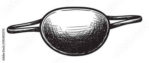 Stylish black and white line drawing of a classic ring design featuring a prominent gemstone setting, ideal for luxury goods advertising, engagement ring catalogs, and accessory