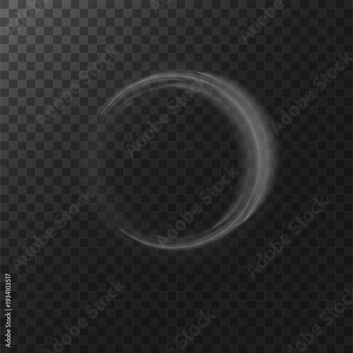 Light circle white swirl. Curved white line light effect. Darkening of the moon. Flash vector semicircle and spark light effect. Podium, radial platform.