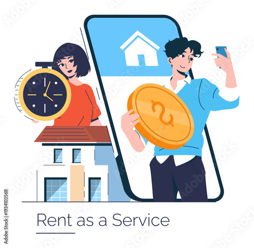 Rent as a Service Vector Illustration with Smartphone