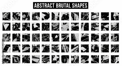 A grid of abstract monochrome shapes for design and visual composition purposes