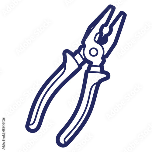Pliers outline illustration for industrial and repair work isolated over white background ideal for web design and print usage