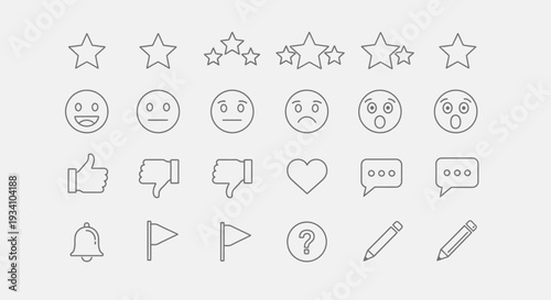 A Set of Minimalistic Iconography Related to Feedback, Ratings, and Communication