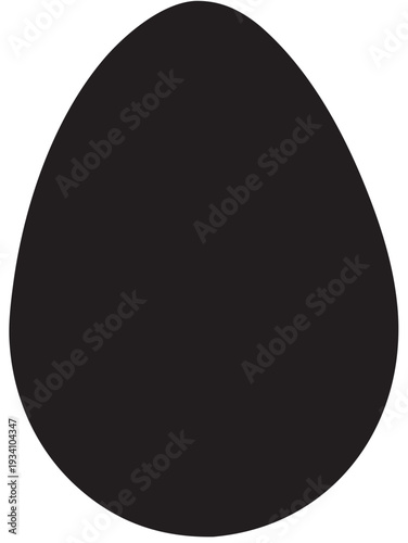 Simple Egg Silhouette Black Vector . Minimal Food Illustration Icon
