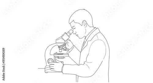 Scientist Examining Sample Through Microscope.