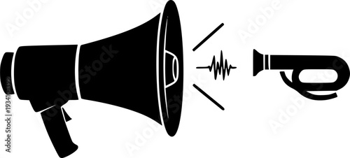 megaphone silhouette, minimal car horn icon vector illustration
