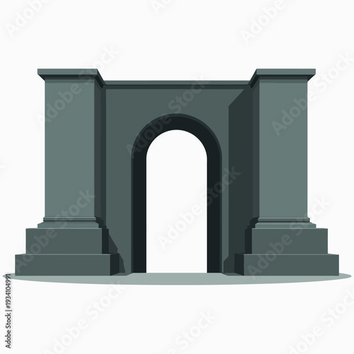 Minimalist grey architectural arch structure featuring clean geometric lines and a modern stone finish ideal for urban landmark and structural design concepts.
