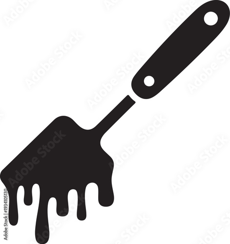 Black paintbrush with dripping paint handle