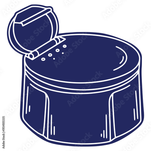 Simple condiment container illustration with open lid ready to season your favorite food preparations for flavor enrichment