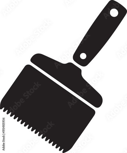 Black serrated putty knife with handle tool