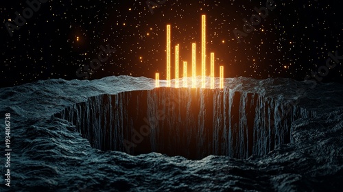 Wallpaper Mural market uncertainty, business risk concept, financial instability, Financial Crisis Plunge: Graphs Dipping into Deep Canyon, Steep Market Value Fall Concept Torontodigital.ca