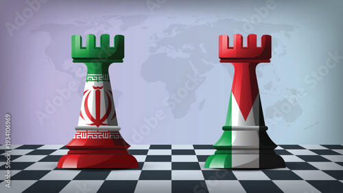 Illustration Vector Featuring IRAN and PALESTINE Identities with IRAN and PALESTINE Flags