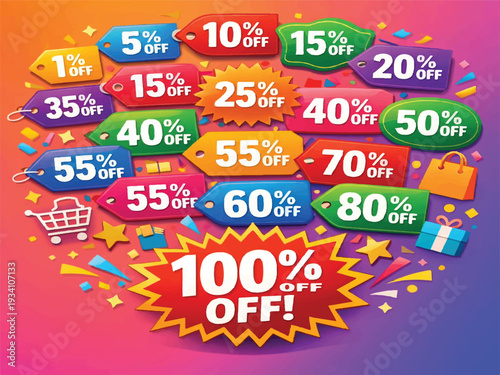 Vector Discount Sale Label and Promotional Badge for Retail Marketing
