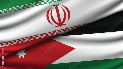Illustration Vector Featuring IRAN and JORDAN Identities with IRAN and JORDAN Flags