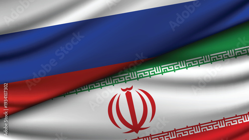 Illustration Vector Featuring IRAN and RUSSIA Identities with IRAN and RUSSIA Flags