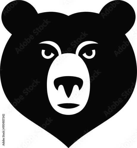 A close-up graphic illustration of a bear's angry face on white